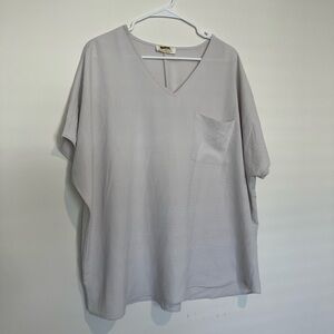 Zenana Light Gray V-Neck Blouse Medium
